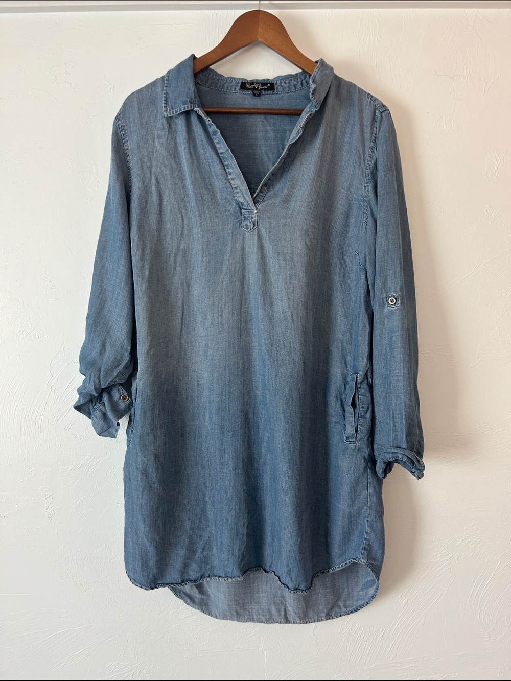 Velvet Heart Light Blue Denim Button-Down Tunic Shirt Dress